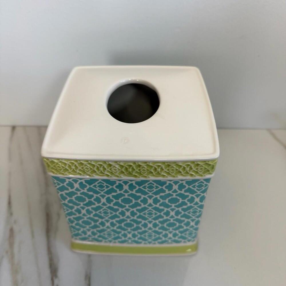 Waverly Porcelain Tissue Box Cover Holder Blue and White Chinoiserie - Picture 5 of 11